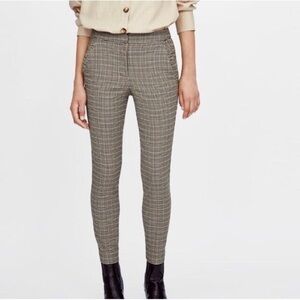 Zara women’s pull on houndstooth skinny ankle pockets pants size xs 26